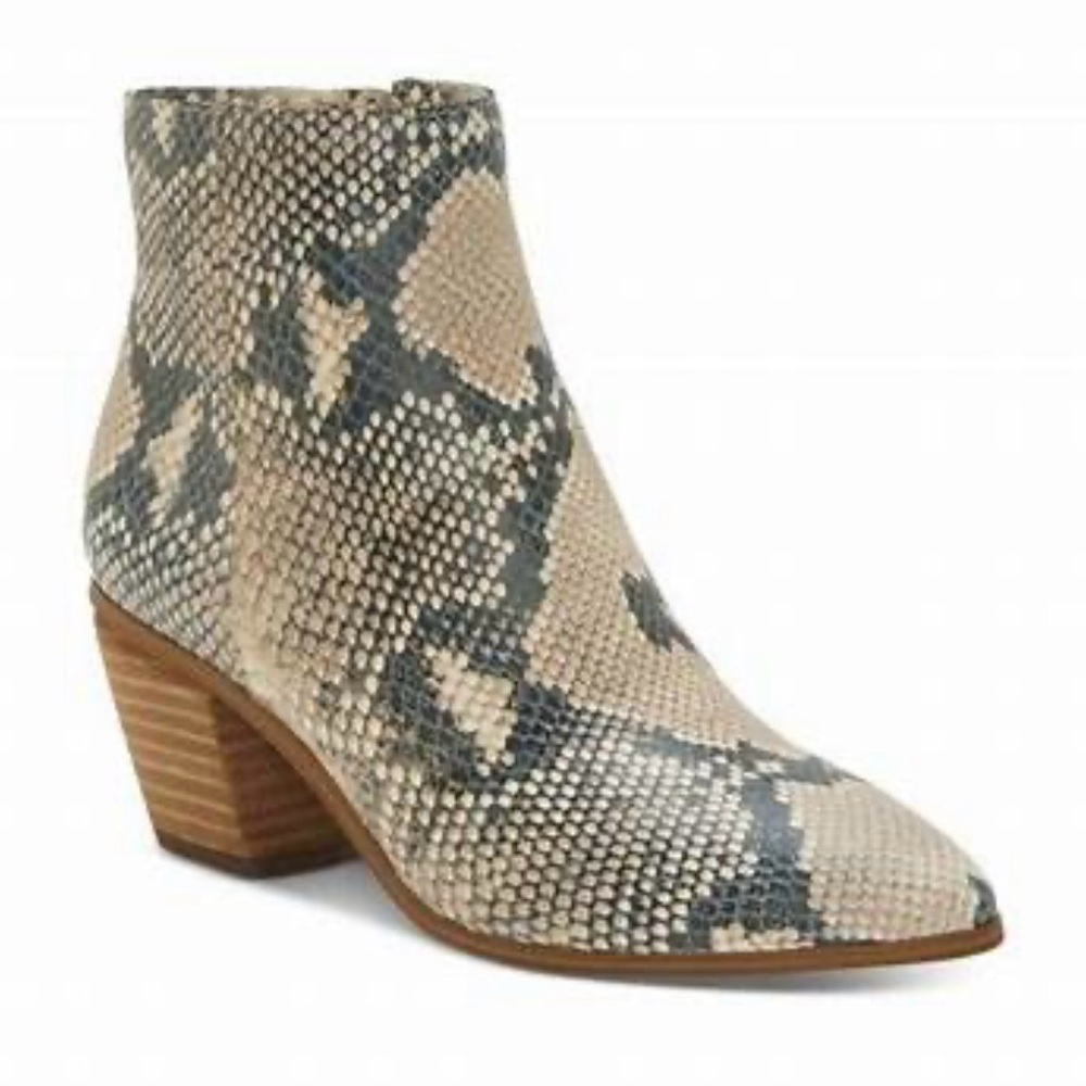 Vince Camuto Gray Snakeskin Ankle Booties